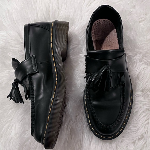 DR. MARTEN Adrian Leather Black Tassel Oxford Slip On Loafers - Womens 8 - Picture 6 of 13